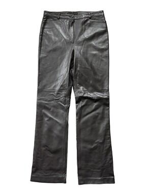 Shin Choi 100% Italian Leather High Rise Lined Bootcut Pants Brown Size 8